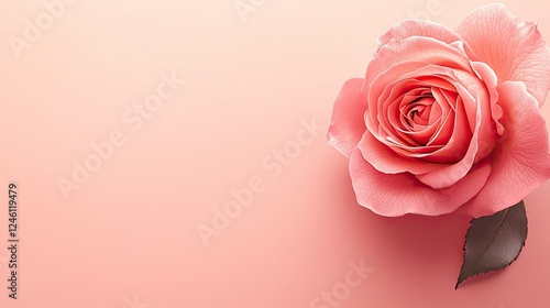 A vibrant pink rose flower on a soft-focus background, with space for creative text or a greeting.