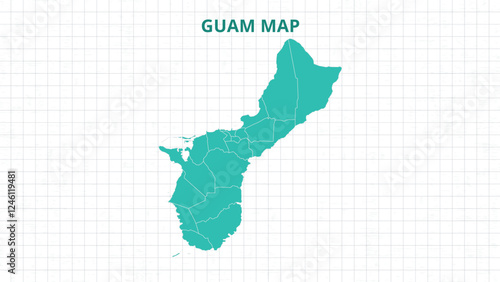 A Map highlighting Guam Map, Guam modern map with Grey Color Hi detailed Vector, geographical borders