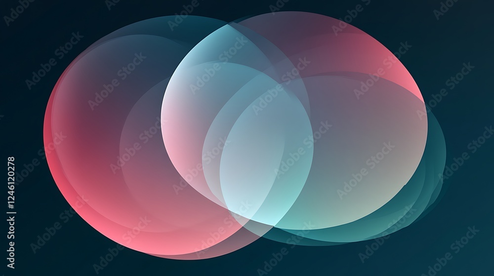Abstract circles overlap, dark background, design element Abstract circles overlap, dark background, design element