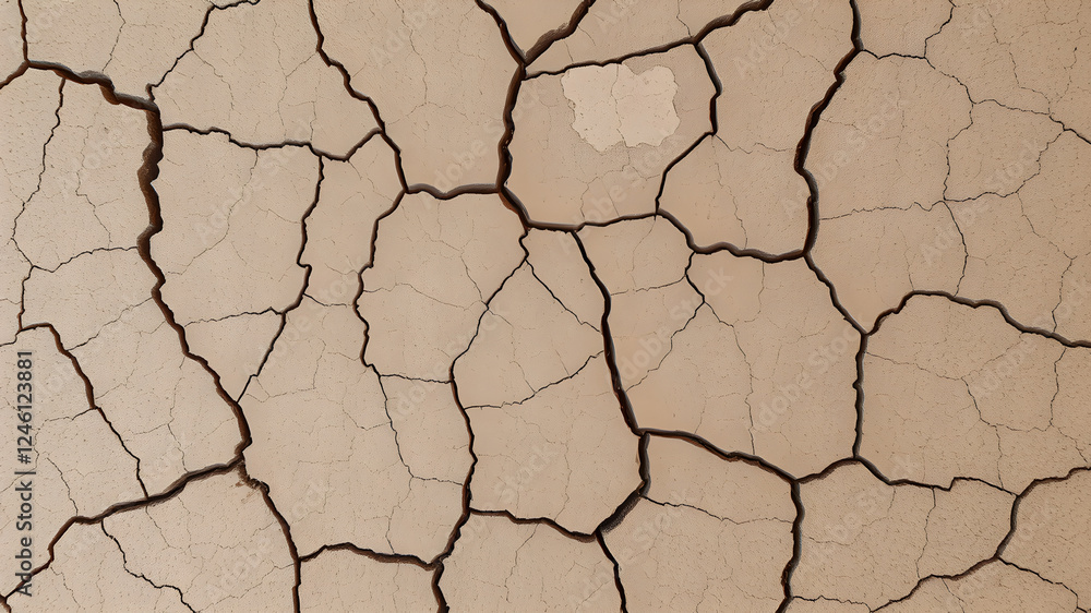 Dry cracked clay surface texture. Background for banner, backdrop or texture. Generative AI Dry cracked clay surface texture. Background for banner, backdrop or texture. Generative AI