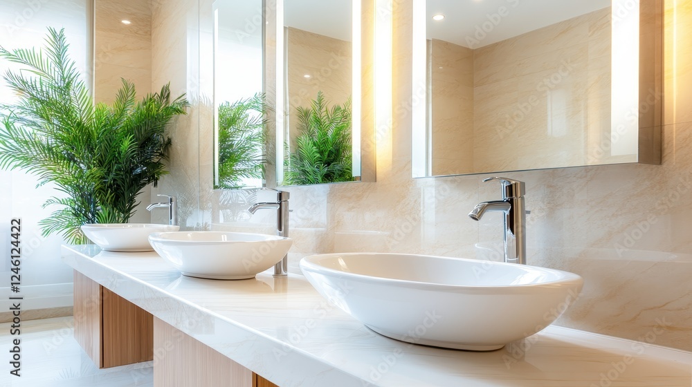 This image captures a well-designed, light-filled bathroom featuring elegant sinks, which showcases the importance of aesthetics and functionality in modern spaces. This image captures a well-designed, light-filled bathroom featuring elegant sinks, which showcases the importance of aesthetics and functionality in modern spaces.