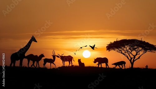 African Wildlife Silhouette Against an Earthy Sunset A Poignant Reminder of Wildlife Conservation
