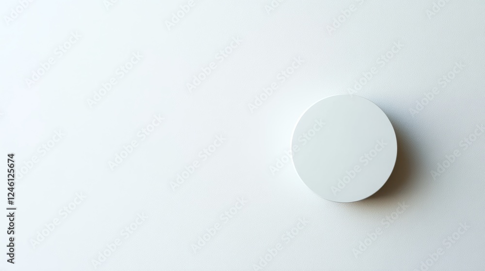 Circular object placed on a plain white background highlighting simplicity and minimalism in design Circular object placed on a plain white background highlighting simplicity and minimalism in design