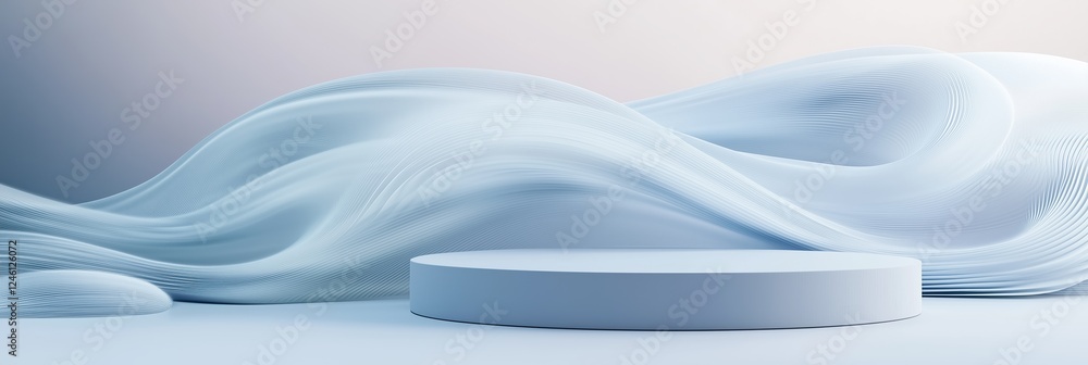 Obraz premium Minimalist podium in pastel periwinkle with flowing background design for modern displays