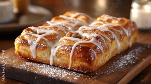 Sweet Cinnamon Rolls Glazed Pastry Delight photo