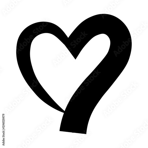 icône d'un cœur minimaliste noir, icône de saint valentin, symbole d'amour, vecteur