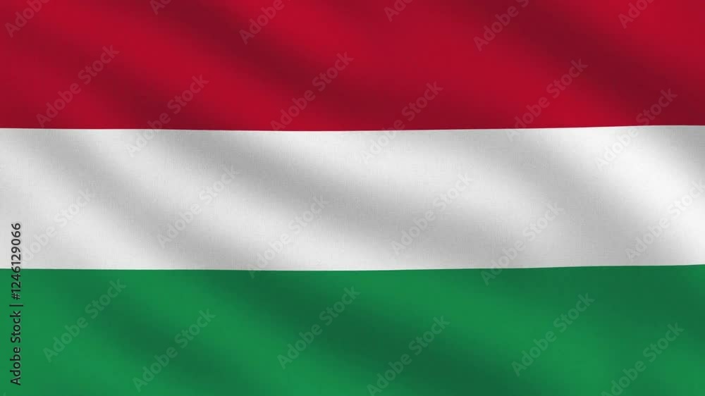 Hungary flag seamless loop animation. The National flag of Hungary is 3d waving. Hungary flag seamless loop animation. The National flag of Hungary is 3d waving.