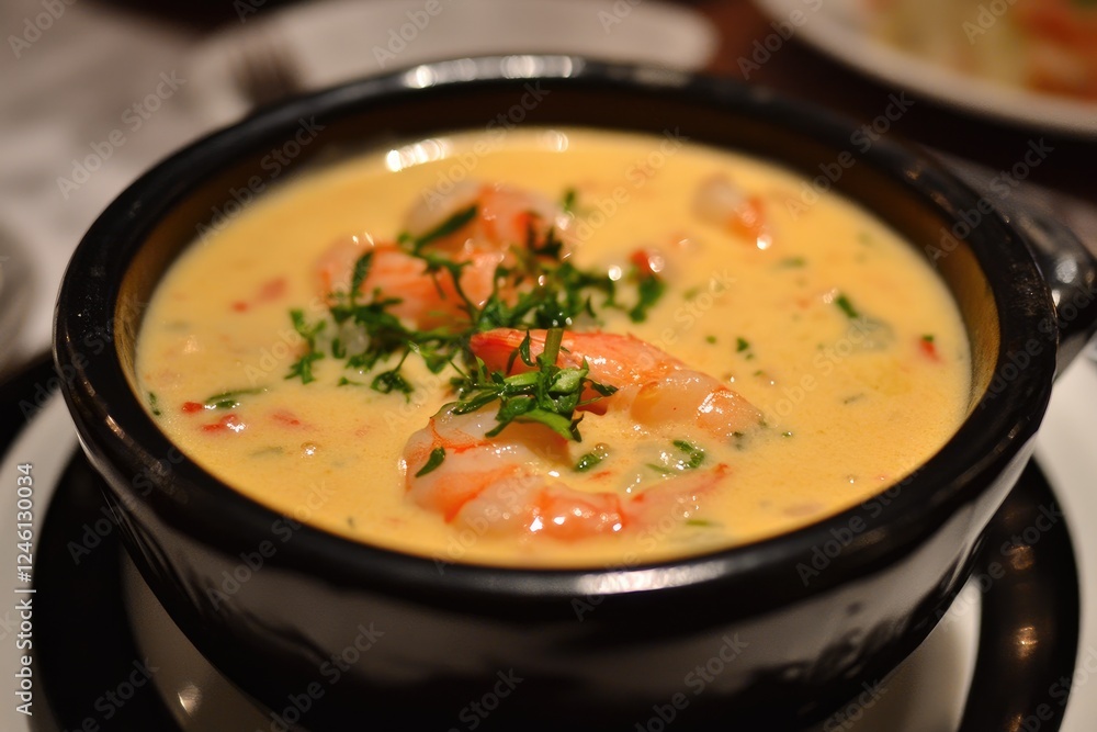 Creamy Shrimp Soup with Fresh Herbs Garnish Creamy Shrimp Soup with Fresh Herbs Garnish