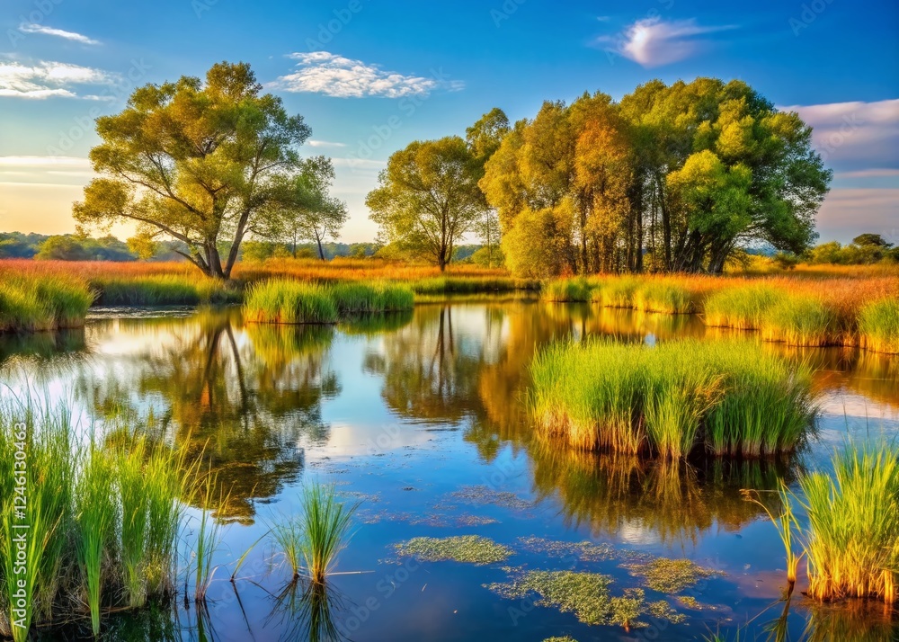 Wetland Succession: From Open Water to Mature Forest - Ecological Transition Stock Photo Wetland Succession: From Open Water to Mature Forest - Ecological Transition Stock Photo