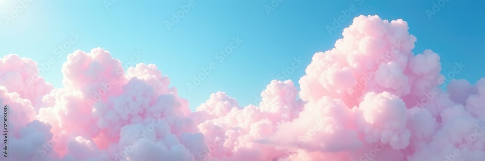 Pastel pink clouds drift lazily across a bright blue heavens, blue, serene, pastel colors Pastel pink clouds drift lazily across a bright blue heavens, blue, serene, pastel colors