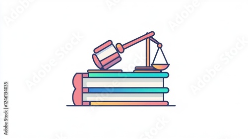 Justice scales, gavel, books, legal, judgment, illustration, abstract, fair, law photo