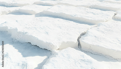 Wallpaper Mural Abstract aerial view of cracked white earth, resembling a snowscape or lunar landscape.  Textured, minimalist, and serene. Perfect for design backgrounds. Torontodigital.ca