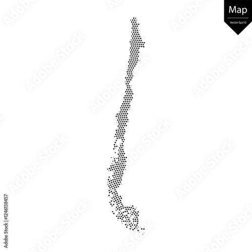 Abstract image Chile map from point Black on a white background. Vector illustration eps 10.	
