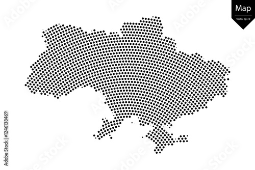 Abstract image Ukraine map from point Black on a white background. Vector illustration eps 10.	
