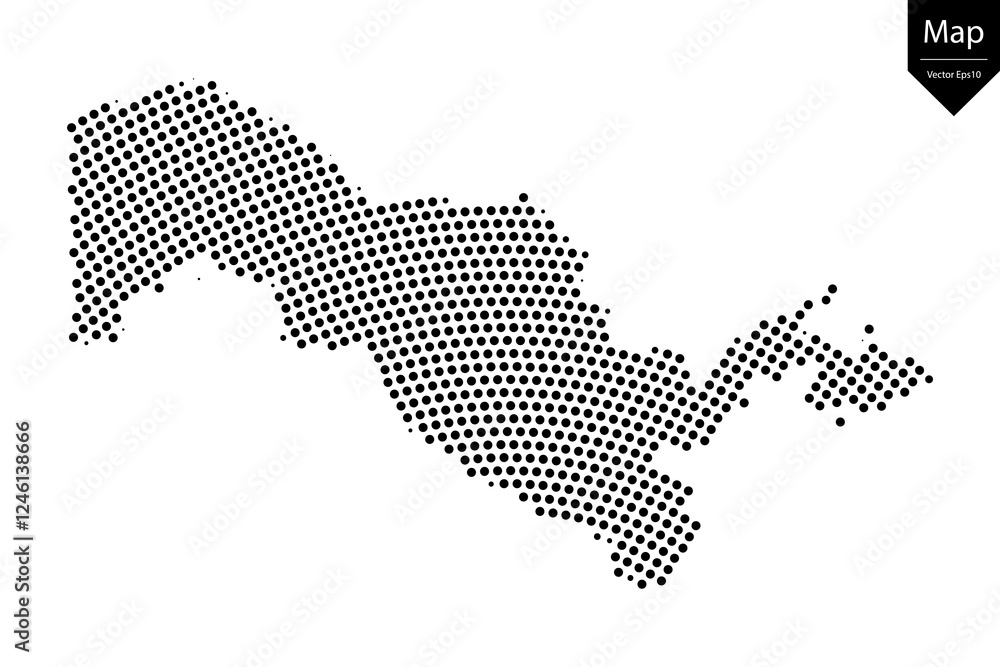 Obraz premium Abstract image Uzbekistan map from point Black on a white background. Vector illustration eps 10. 