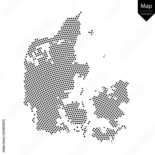 Abstract image Denmark map from point Black on a white background. Vector illustration eps 10.	
