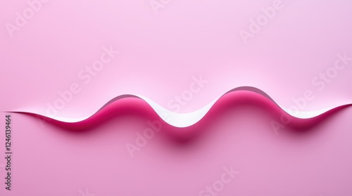 Abstract Pink and White Wave Pattern on Solid Pink Background