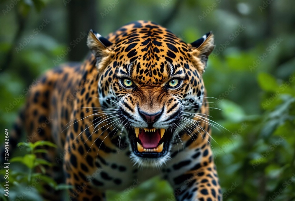 Obraz premium Majestic Jaguar in the Amazon Rainforest: A Stunning Close-Up