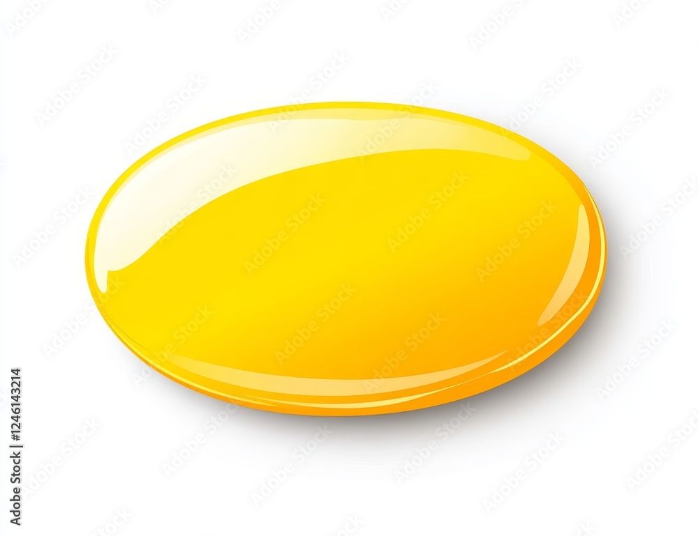 Yellow glossy oval button, blank, website, design, element, isolated, white background Yellow glossy oval button, blank, website, design, element, isolated, white background