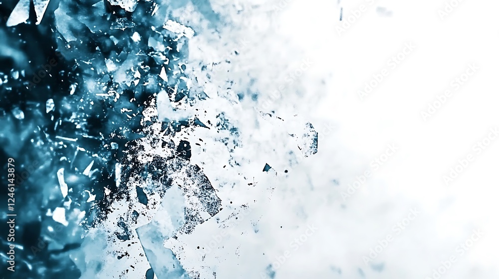Blue ice shattering, abstract background Blue ice shattering, abstract background