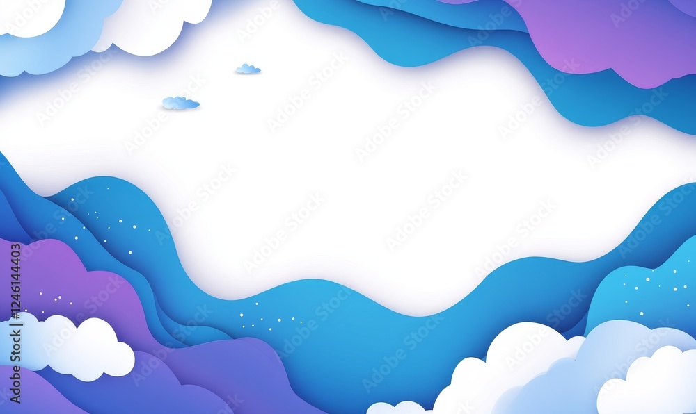Paper cloudscape banner, sky, design, background, template, illustration, pastel, white space Paper cloudscape banner, sky, design, background, template, illustration, pastel, white space