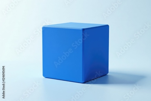 Blue cube in stark contrast to white surroundings, stark, surroundings, blue