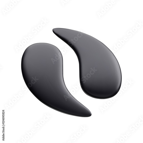 Black hydrogel eye patches 3D vector illustration isolated on white background. Luxury beauty skincare treatment, anti aging hydrating collagen eye patches, cosmetology facial cosmetic product.