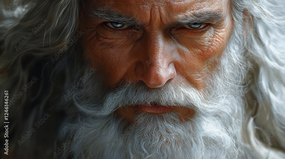 biblical patriarch portrait of an old man with long grey hair and beard digital painting biblical patriarch portrait of an old man with long grey hair and beard digital painting