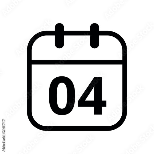 Simple flat icon of black hollow calendar isolated on transparent background for websites and graphic resources, calendar icon, day 04.