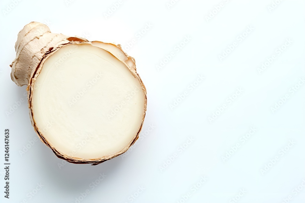 Close-up of a freshly cut kudzu root on a white background, symbolizing traditional herbal medicine, natural remedies, and botanical wellness Close-up of a freshly cut kudzu root on a white background, symbolizing traditional herbal medicine, natural remedies, and botanical wellness
