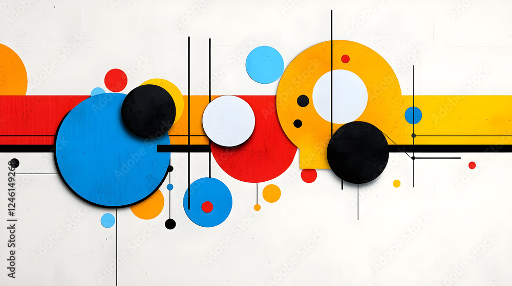 Obraz premium Vibrant Abstract Geometric Shapes on White Background Art Design