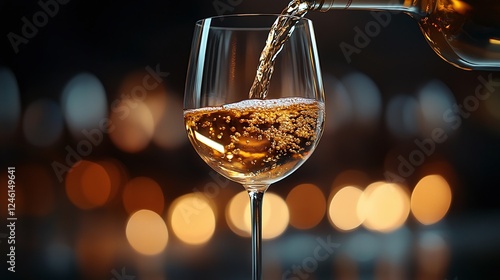 pouring white wine into glasses at a wedding, celebration