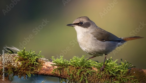 Striking Closeup of a Zwartkop, Eurasian Blackcap Sylvia atricapilla in Wintery Woodland, with Feathers Glowing Amidst Snow and Icy Branches photo