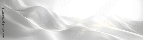 A serene and ethereal abstract image with smooth, flowing white waves that evoke a sense of calm and tranquility, bathed in soft light.