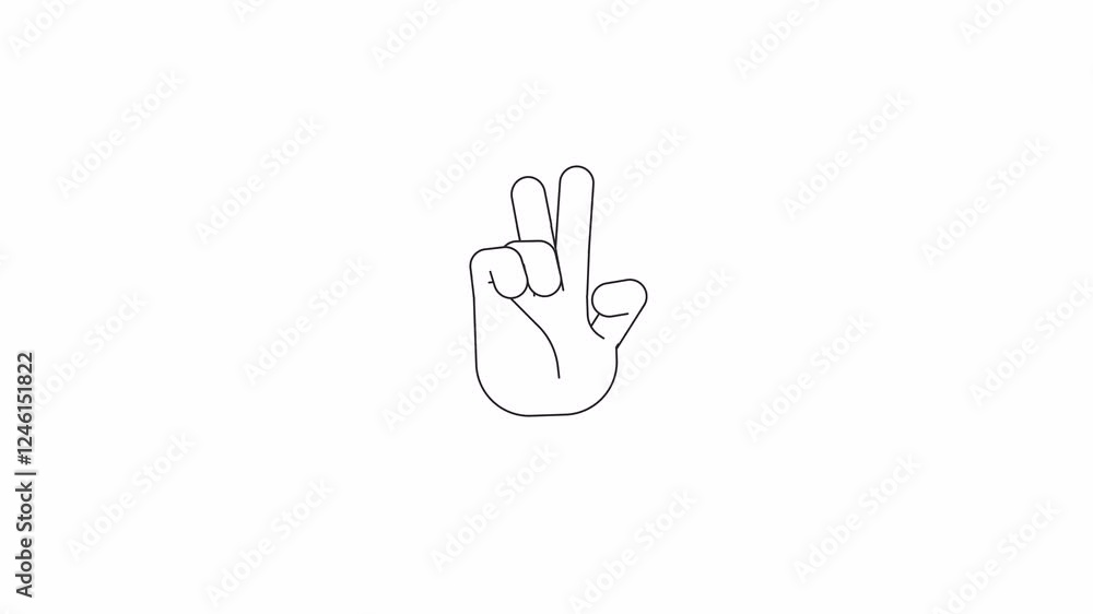 Hand showing gestures outline 2D animation. Expressing positive emotions with non verbal signs monochrome cartoon 4K video. Body language expression animated arm isolated on white background