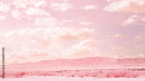 Wallpaper Mural Pink desert sunrise, mountains, clouds, peaceful landscape, design Torontodigital.ca