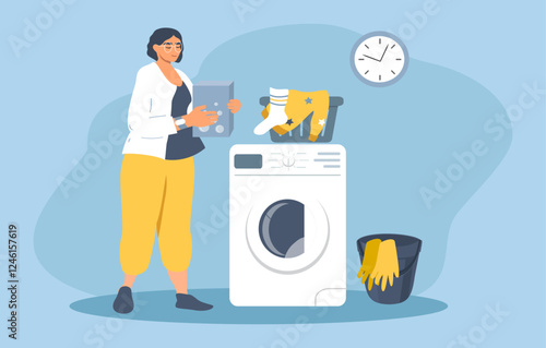 vector illustration in a flat style on the theme of laundry, washing.