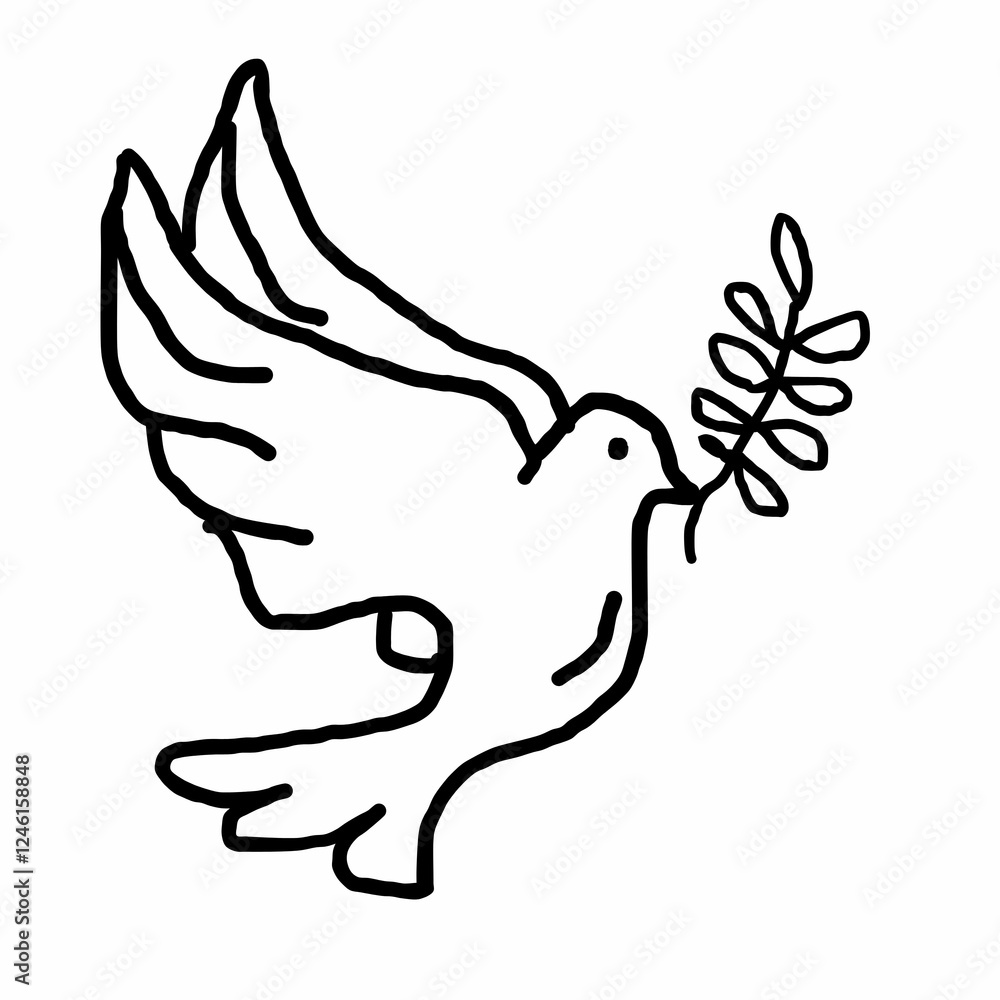 Obraz premium This is a pixel design illustrating a flying bird carrying leaves in its mouth, symbolizing peace, freedom, nature, harmony, and the connection between wildlife and the environment.
