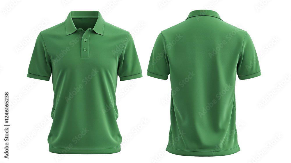 Green Polo shirt mockup isolated on white and transparent background, cut out png Green Polo shirt mockup isolated on white and transparent background, cut out png