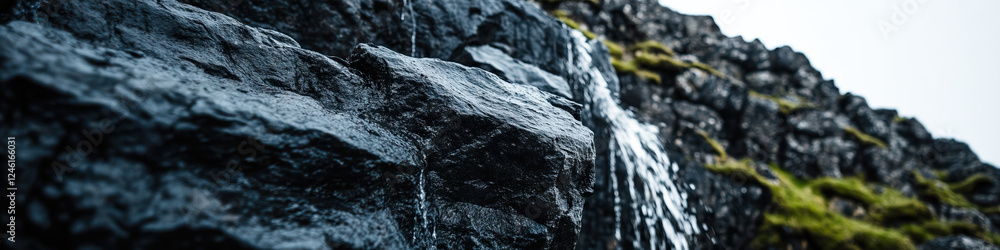 Close-up of Dark Rocks with Water Trickle Close-up of Dark Rocks with Water Trickle