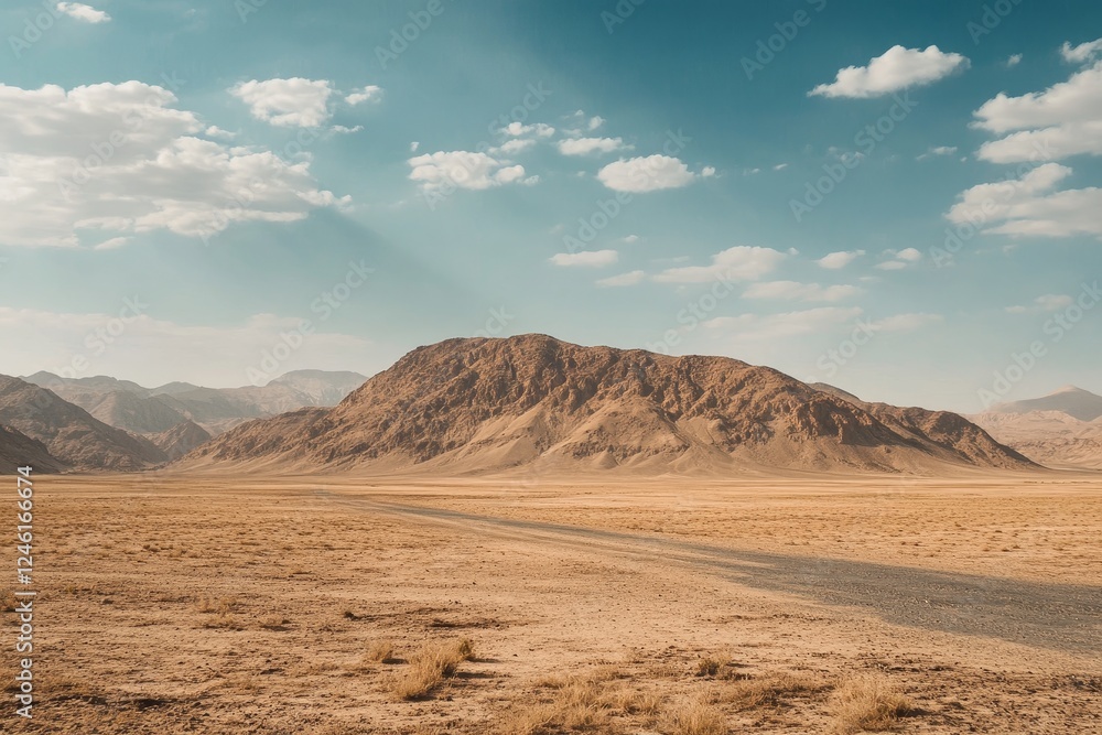 Desert mountain road, sunny sky, travel background Desert mountain road, sunny sky, travel background