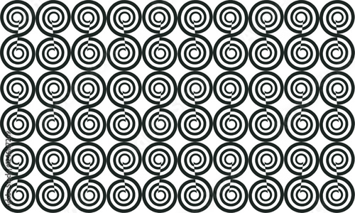 black and white seamless pattern, black and white pattern with spiral hand drawing on white background