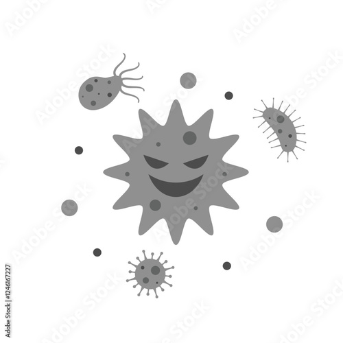 Air pollution cartoon vector. atmospheric aerosol particles or particulate matter. size comparison PM10 and PM2.5