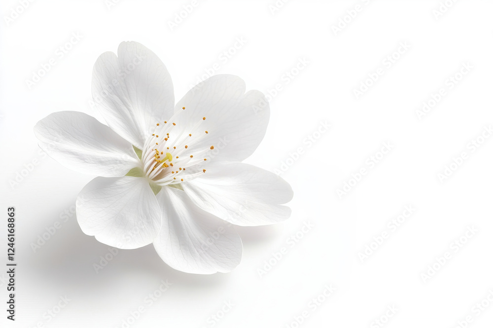 A delicate white flower showcasing elegance and beauty against a minimalist background. isolated on white background. A delicate white flower showcasing elegance and beauty against a minimalist background. isolated on white background.