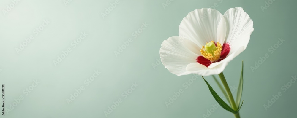 Fototapeta premium Single stem with isolated white eustoma branches, botanical, bloom