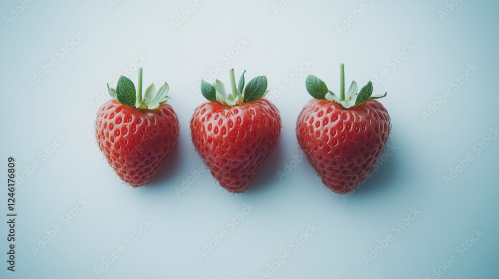 Fresh Red Strawberries on Blue Background for Healthy Eating Fresh Red Strawberries on Blue Background for Healthy Eating