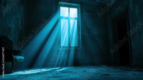 Wallpaper Mural Moonlight Shining Through Windows of an Abandoned Room with Mysterious Atmosphere Torontodigital.ca