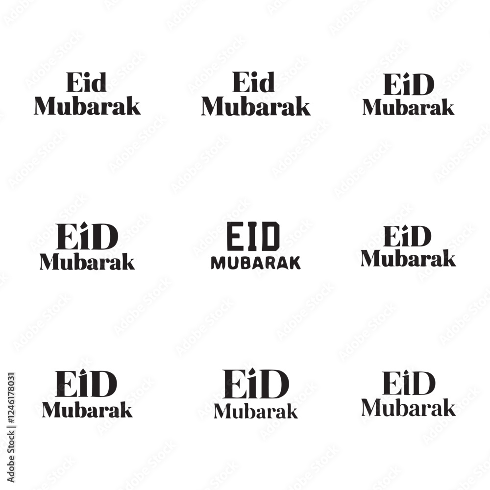 Fototapeta premium Set of Eid Mubarak Calligraphic Designs 
