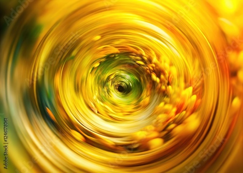 Abstract vortex design, tilted yellow, modern.