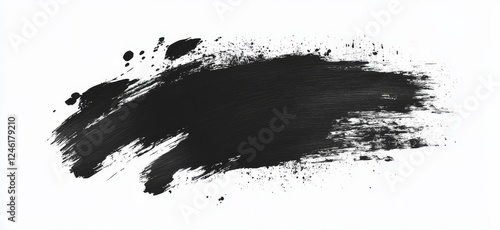 Black paint brush stroke, white background, texture design